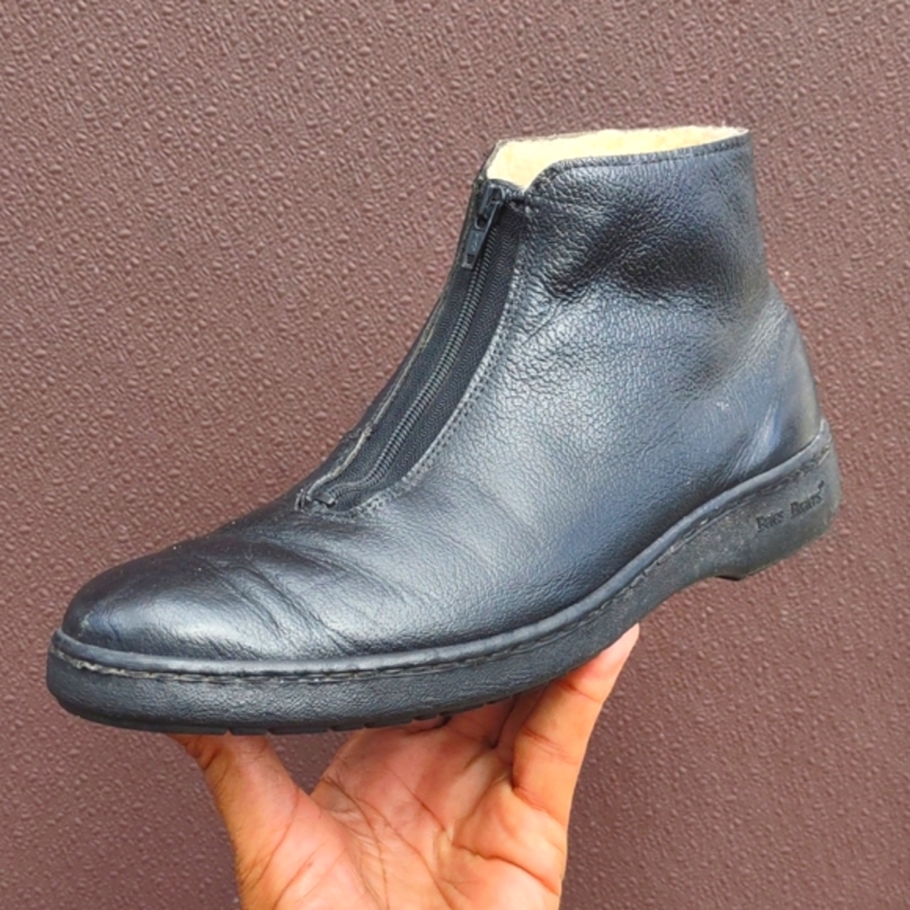 Original Bates VINTAGE Sherling Lined Leather Boot w/Zip Closure